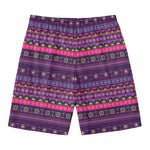 Purple Native Tribal Pattern Print Men's Swim Trunks