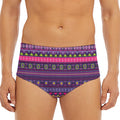 Purple Native Tribal Pattern Print Men's Triangle Swim Briefs
