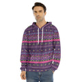 Purple Native Tribal Pattern Print Men's Velvet Pullover Hoodie