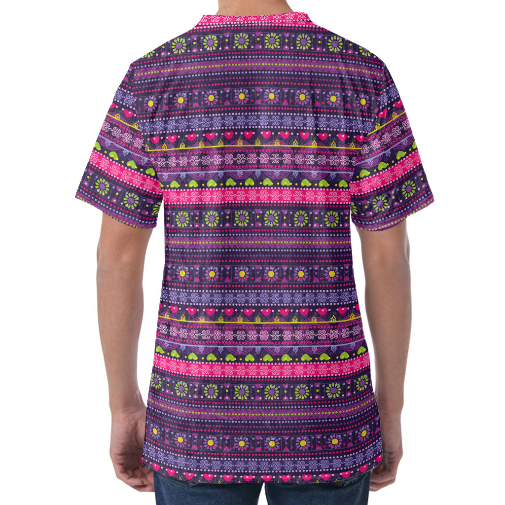 Purple Native Tribal Pattern Print Men's Velvet T-Shirt