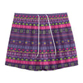 Purple Native Tribal Pattern Print Mesh Shorts