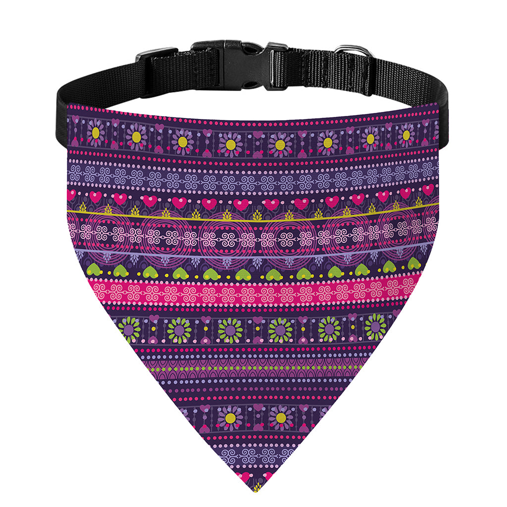 Purple Native Tribal Pattern Print Over The Collar Dog Bandana