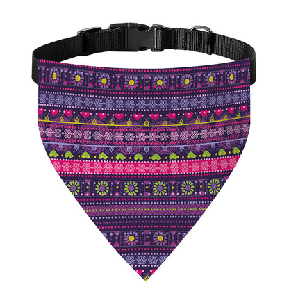 Purple Native Tribal Pattern Print Over The Collar Dog Bandana