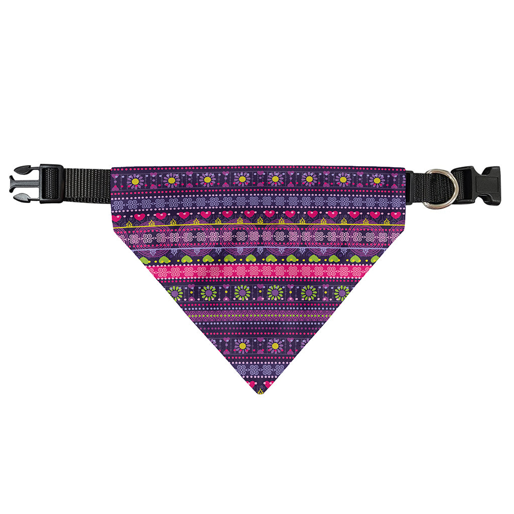 Purple Native Tribal Pattern Print Over The Collar Dog Bandana