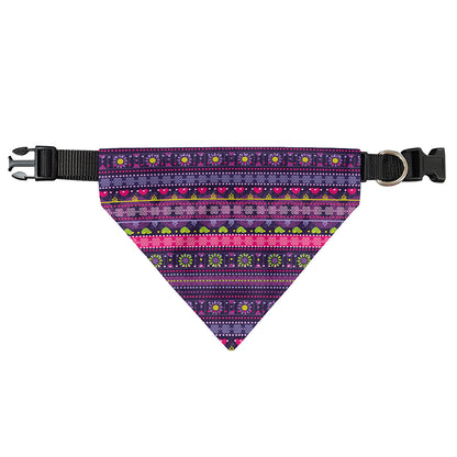 Purple Native Tribal Pattern Print Over The Collar Dog Bandana