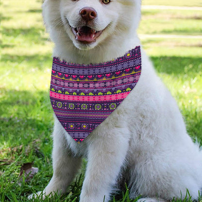 Purple Native Tribal Pattern Print Over The Collar Dog Bandana