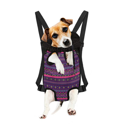 Purple Native Tribal Pattern Print Pet Carrier Backpack