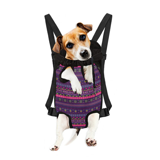 Purple Native Tribal Pattern Print Pet Carrier Backpack
