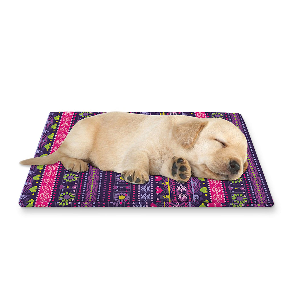 Purple Native Tribal Pattern Print Pet Cooling Mat Cover