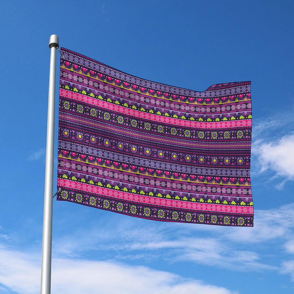 Purple Native Tribal Pattern Print Polyester Flag