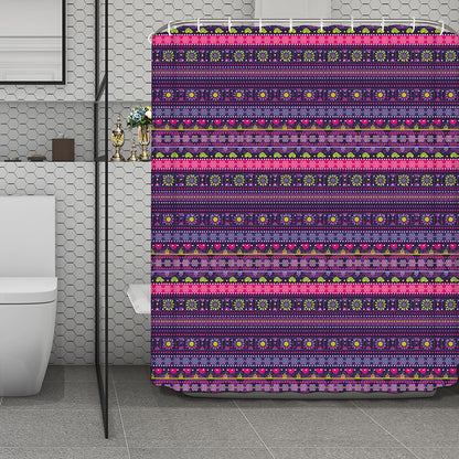 Purple Native Tribal Pattern Print Polyester Shower Curtain
