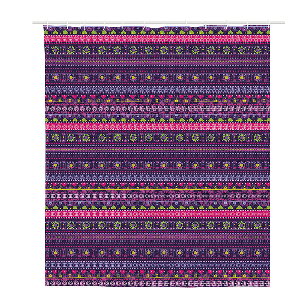 Purple Native Tribal Pattern Print Polyester Shower Curtain