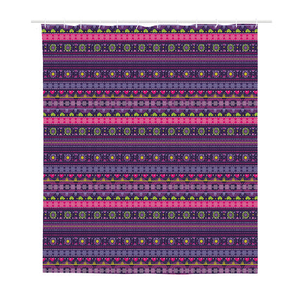 Purple Native Tribal Pattern Print Polyester Shower Curtain
