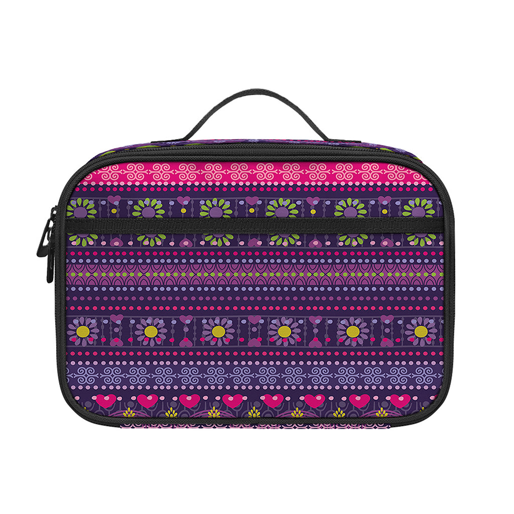 Purple Native Tribal Pattern Print Portable Lunch Bag