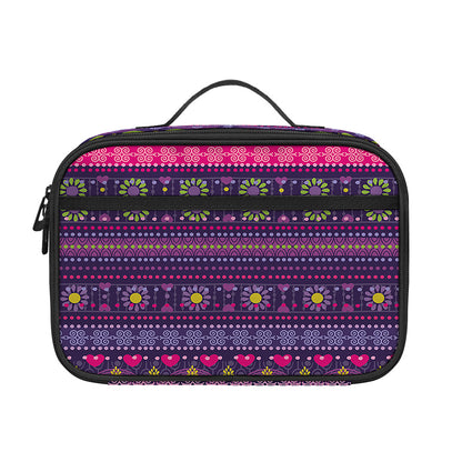 Purple Native Tribal Pattern Print Portable Lunch Bag