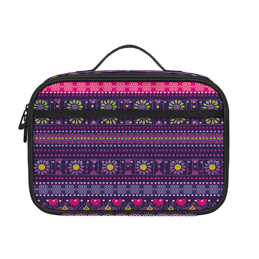 Purple Native Tribal Pattern Print Portable Lunch Bag