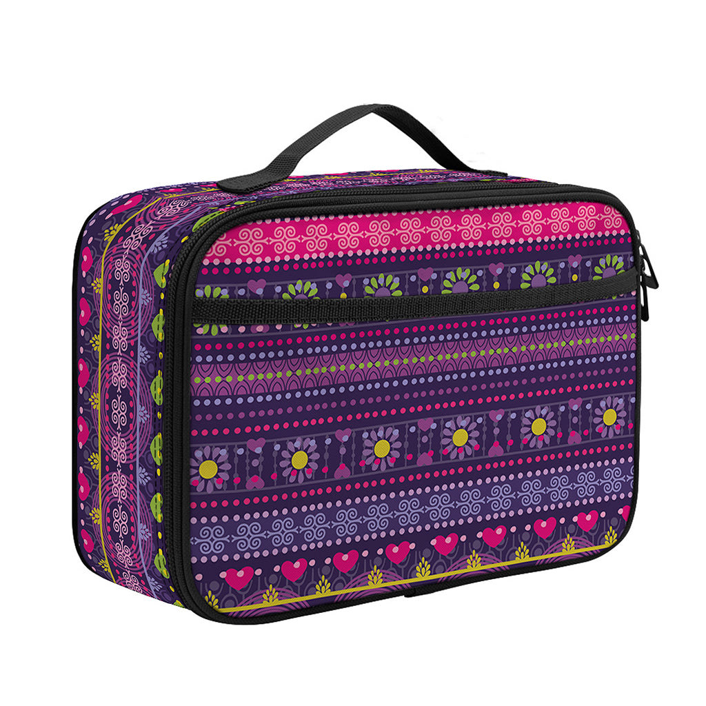 Purple Native Tribal Pattern Print Portable Lunch Bag