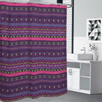 Purple Native Tribal Pattern Print Premium Shower Curtain