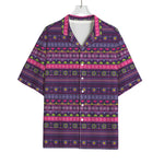 Purple Native Tribal Pattern Print Rayon Hawaiian Shirt
