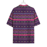 Purple Native Tribal Pattern Print Rayon Hawaiian Shirt
