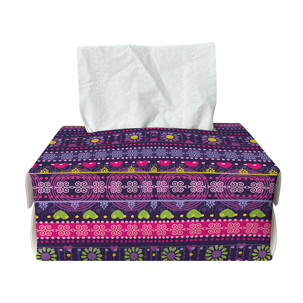 Purple Native Tribal Pattern Print Rectangle Tissue Box Cover