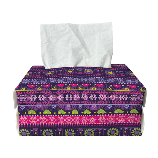 Purple Native Tribal Pattern Print Rectangle Tissue Box Cover
