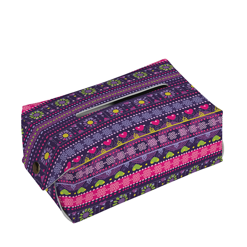 Purple Native Tribal Pattern Print Rectangle Tissue Box Cover