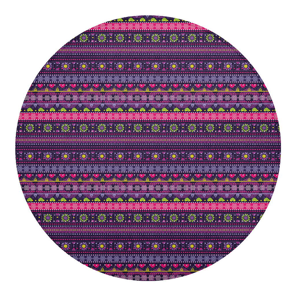Purple Native Tribal Pattern Print Round Blanket