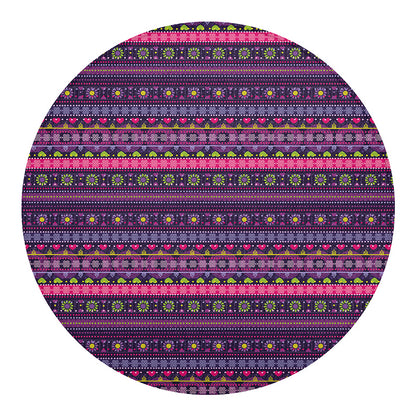 Purple Native Tribal Pattern Print Round Blanket