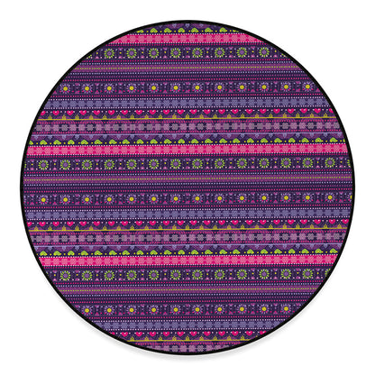 Purple Native Tribal Pattern Print Round Floor Mat