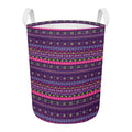 Purple Native Tribal Pattern Print Round Laundry Basket