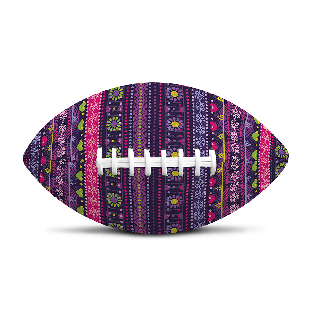 Purple Native Tribal Pattern Print Rugby Ball