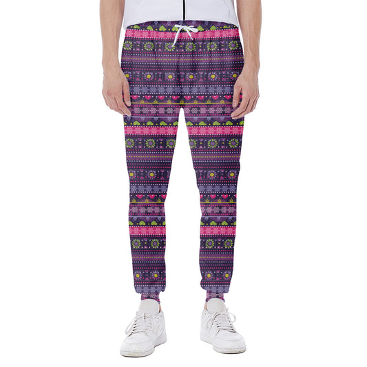 Purple Native Tribal Pattern Print Scuba Joggers