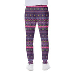 Purple Native Tribal Pattern Print Scuba Joggers