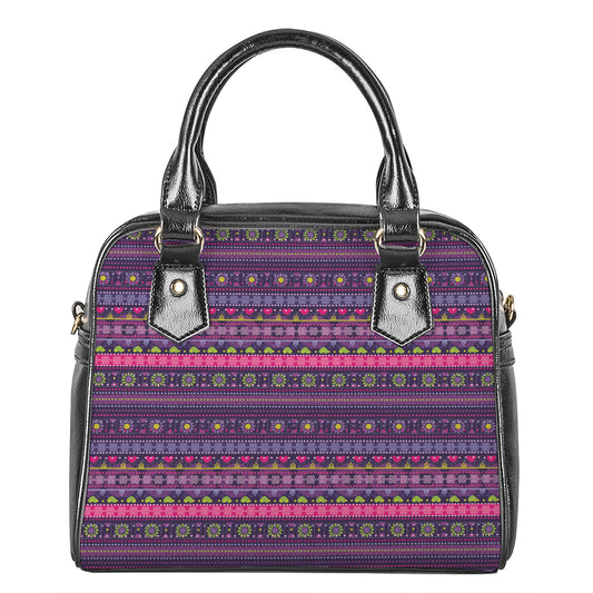 Purple Native Tribal Pattern Print Shoulder Handbag
