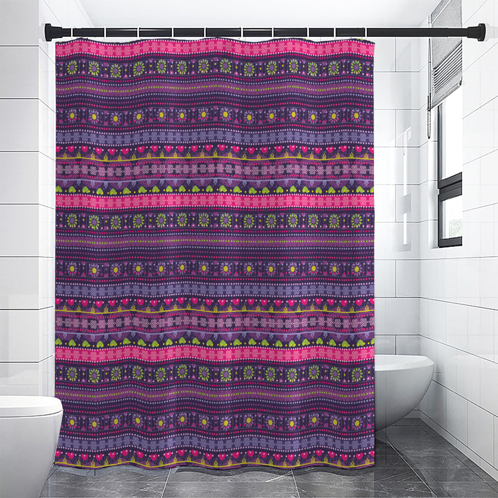 Purple Native Tribal Pattern Print Shower Curtain