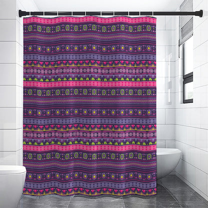 Purple Native Tribal Pattern Print Shower Curtain