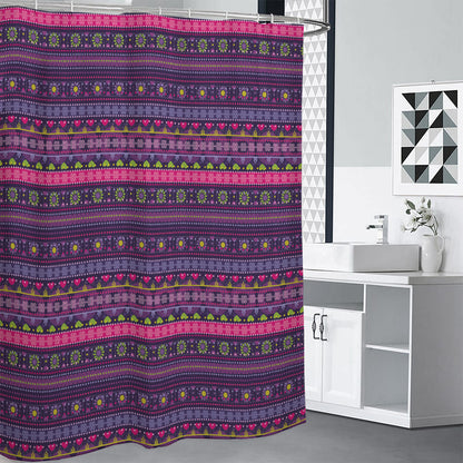 Purple Native Tribal Pattern Print Shower Curtain