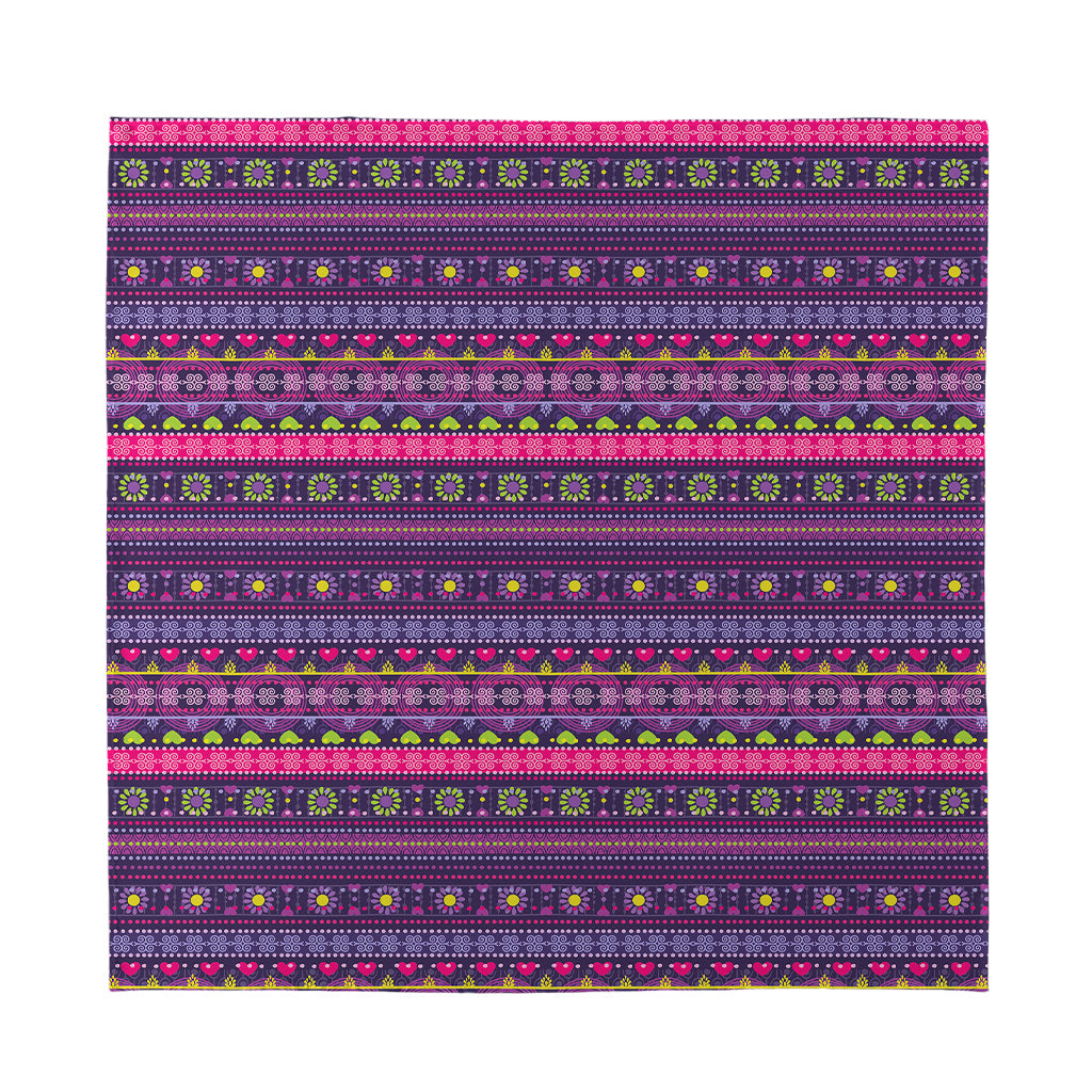 Purple Native Tribal Pattern Print Silk Bandana