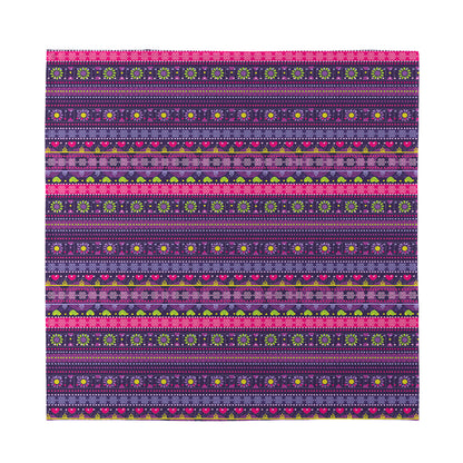 Purple Native Tribal Pattern Print Silk Bandana