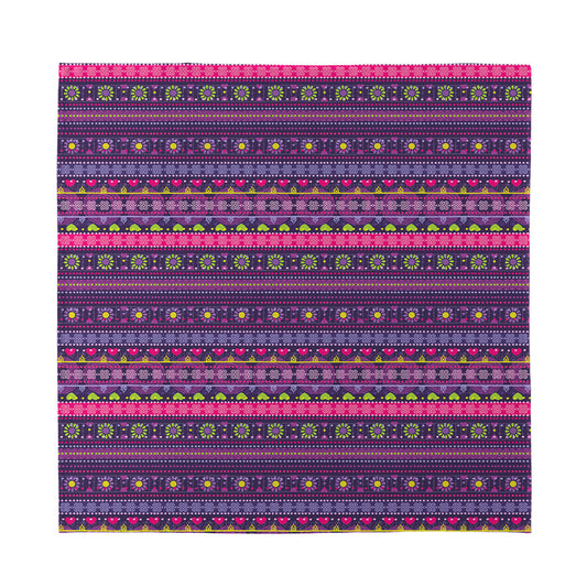 Purple Native Tribal Pattern Print Silk Bandana
