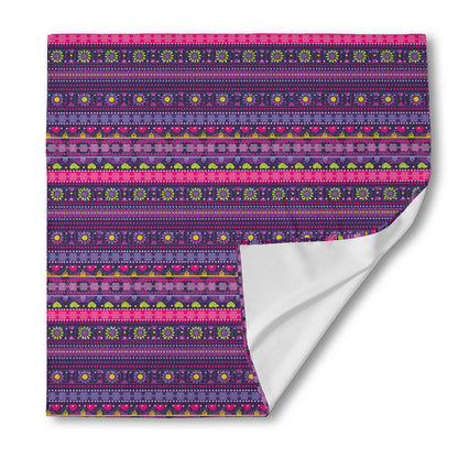 Purple Native Tribal Pattern Print Silk Bandana