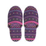 Purple Native Tribal Pattern Print Slippers