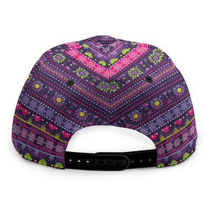 Purple Native Tribal Pattern Print Snapback Cap