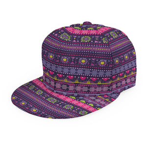 Purple Native Tribal Pattern Print Snapback Cap