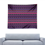 Purple Native Tribal Pattern Print Tapestry