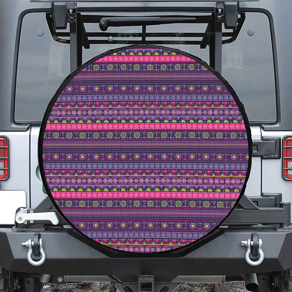 Purple Native Tribal Pattern Print Tire Cover