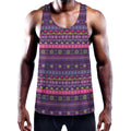 Purple Native Tribal Pattern Print Men's Workout Tank Top