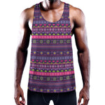 Purple Native Tribal Pattern Print Training Tank Top