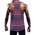 Purple Native Tribal Pattern Print Training Tank Top